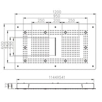Soffione doccia led a soffitto installazione da incasso con cascata acciaio inox rettangolare