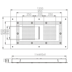 Soffione doccia led a soffitto installazione da incasso con cascata acciaio inox rettangolare