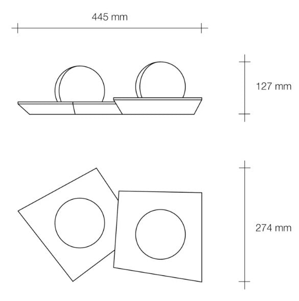CICLADI lampada da soffitto 2 Luci in gesso bianca attacco GX53 l.44,5cm