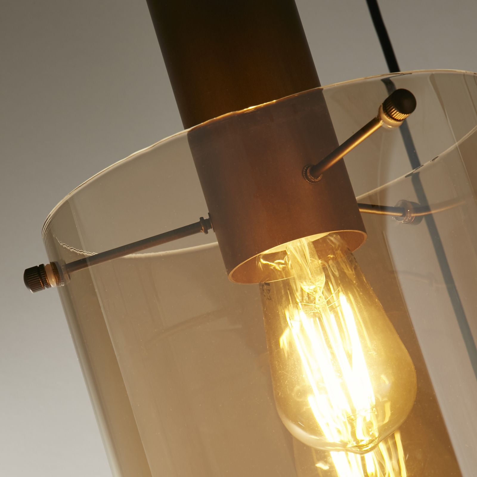 Ciondolo multi-goccia Sweden 3Lt - Metallo moka e vetro ambra