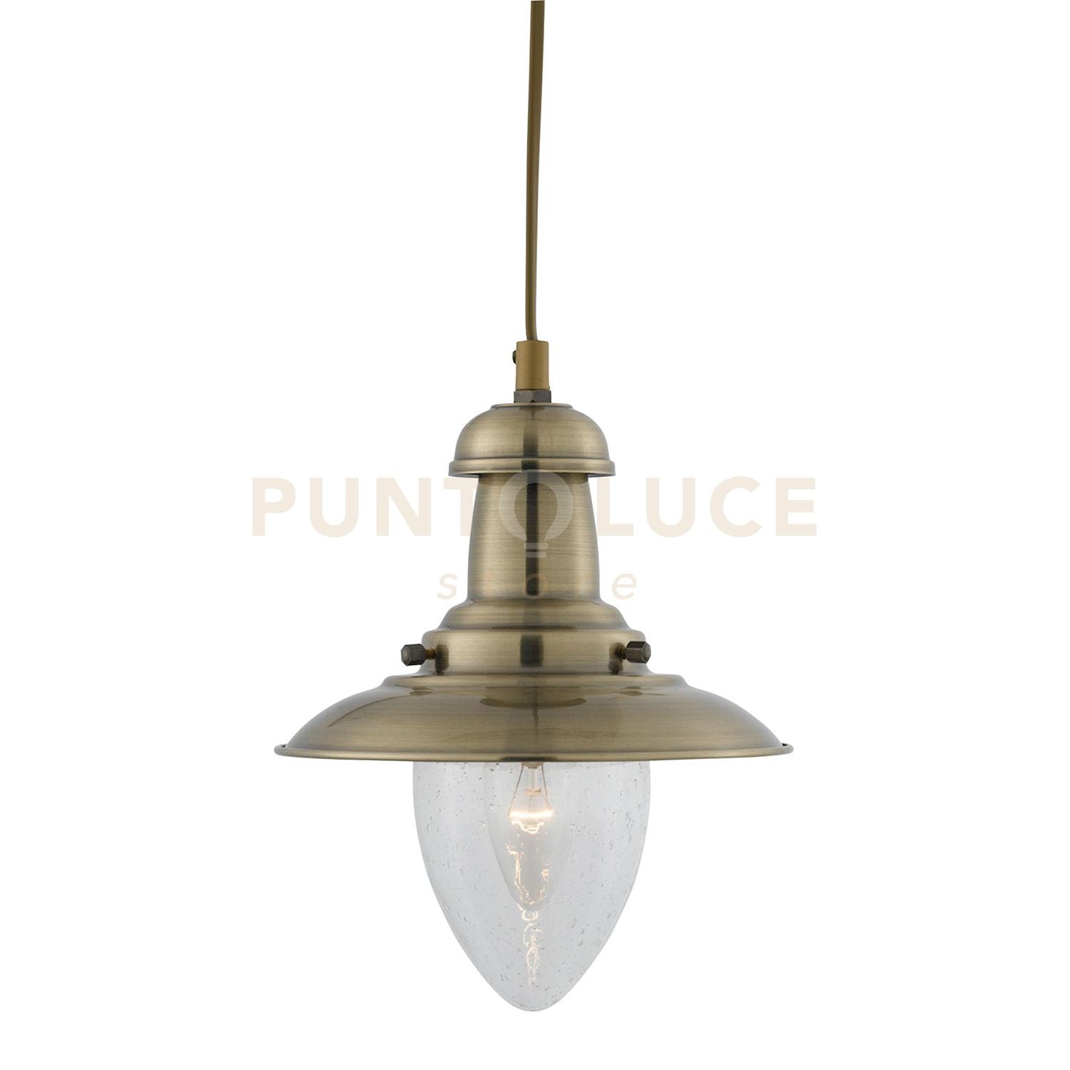 Ciondolo piccolo da pescatore - Metallo ottone anticato e vetro