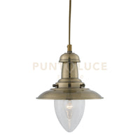 Ciondolo piccolo da pescatore - Metallo ottone anticato e vetro