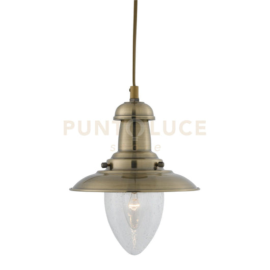 Ciondolo piccolo da pescatore - Metallo ottone anticato e vetro