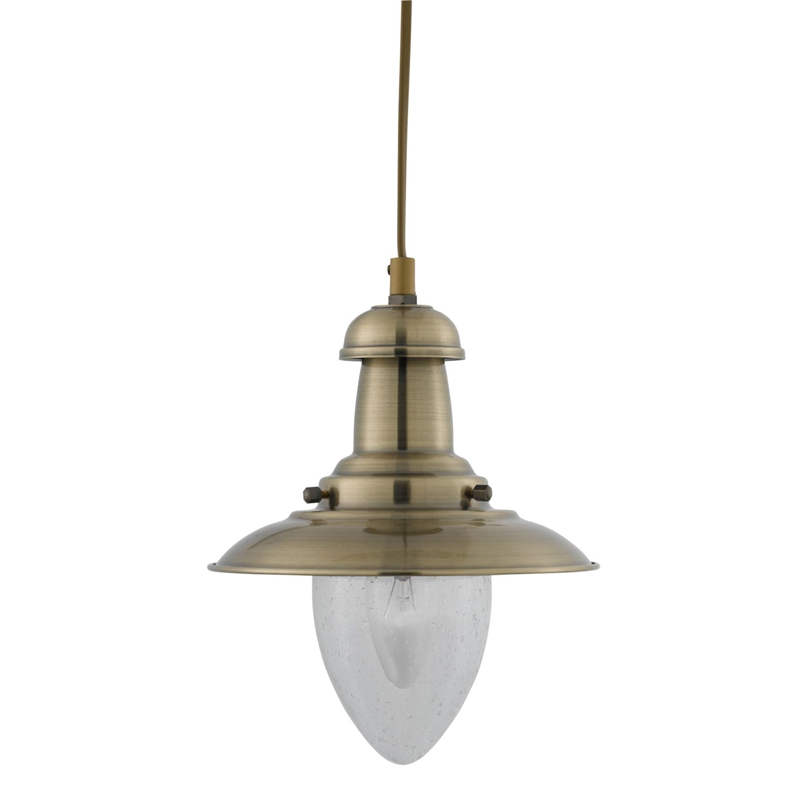 Ciondolo piccolo da pescatore - Metallo ottone anticato e vetro