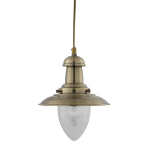 Ciondolo piccolo da pescatore - Metallo ottone anticato e vetro