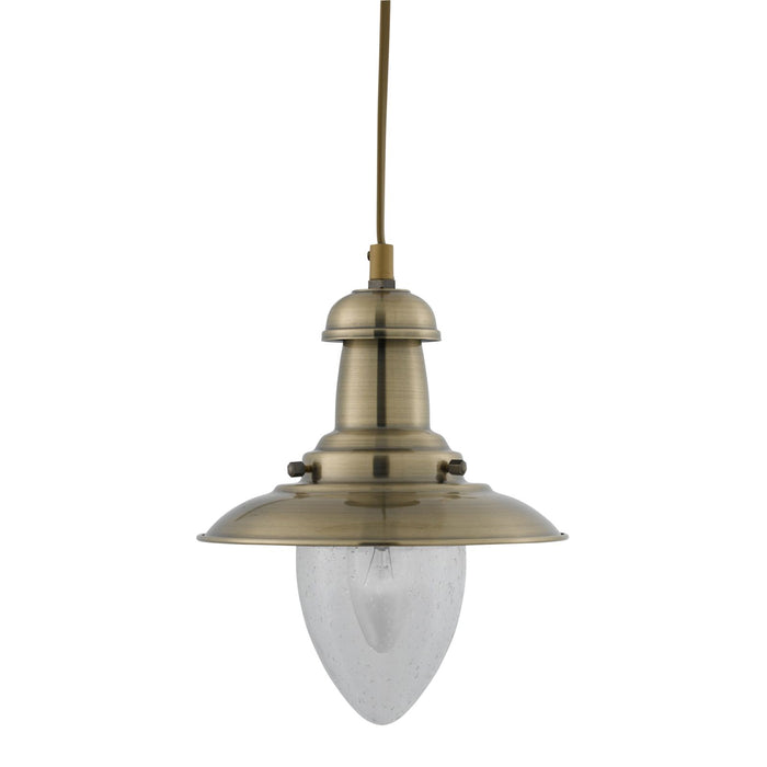 Ciondolo piccolo da pescatore - Metallo ottone anticato e vetro