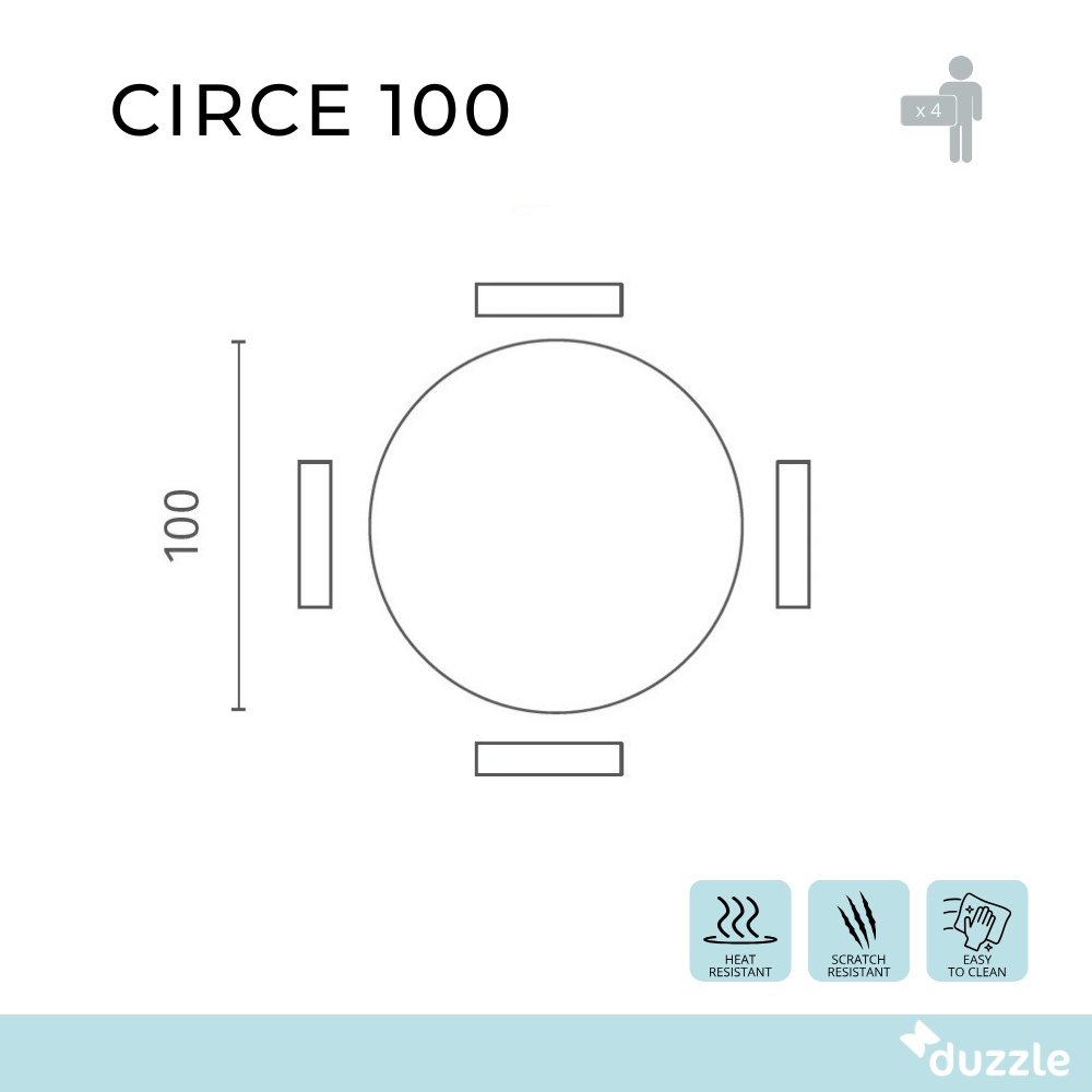 Tavolo da pranzo fisso in ceramica effetto marmo bianco Circe 100x100 cm fino a 4 posti | Duzzle