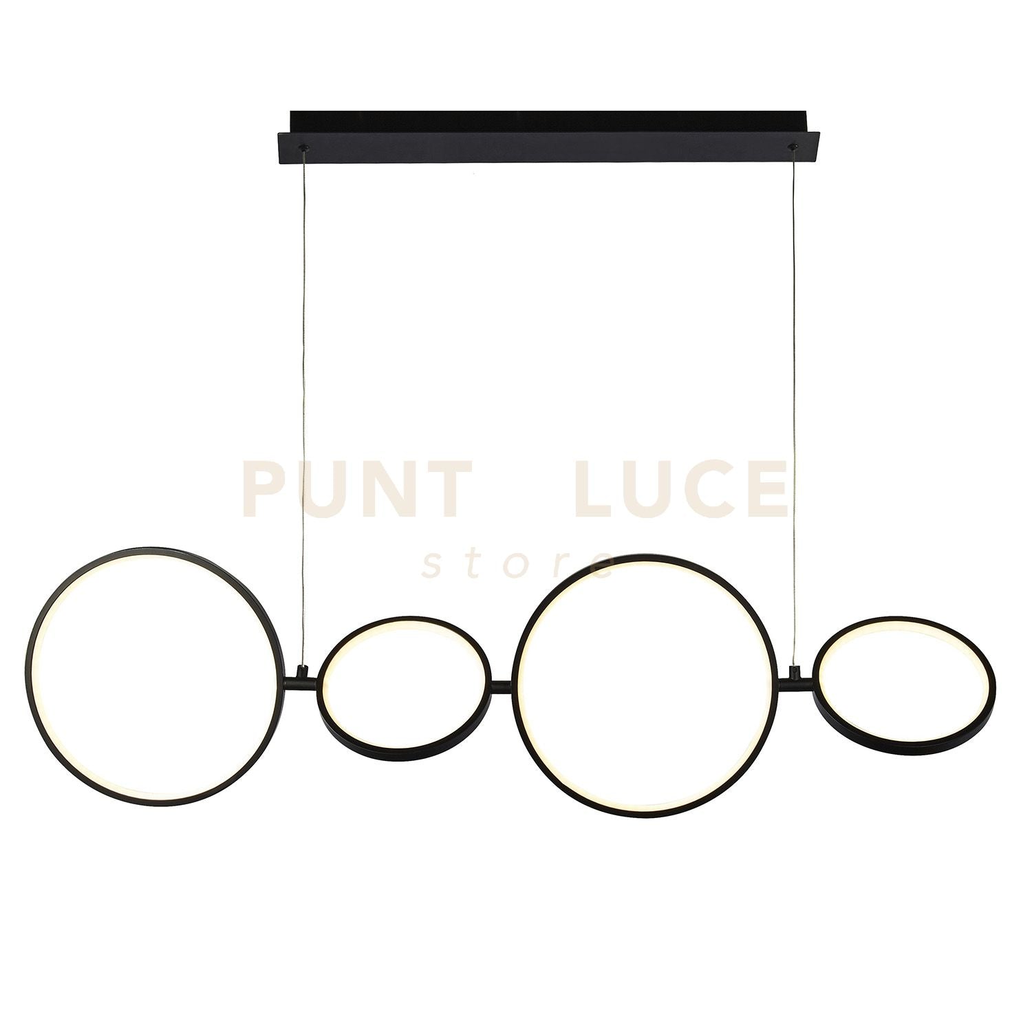 Cirque 4Lt LED Anello Pendente - Metallo Nero e Silicone Opale