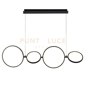 Cirque 4Lt LED Anello Pendente - Metallo Nero e Silicone Opale