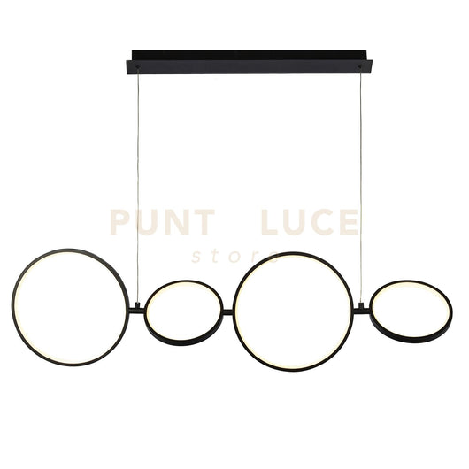 Cirque 4Lt LED Anello Pendente - Metallo Nero e Silicone Opale