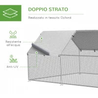 PawhutRecinto Gabbia per Galline in Metallo Galvanizzato Impermeabile, Pollaio con Porta e Copertura Oxford, 280x570x195cm