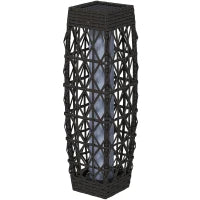 Lampada Solare da Giardino con Illuminazione LED, in Acciaio e Rattan PE, 20x20x68 cm, Grigio