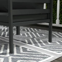 Set da Giardino 7 Pezzi in Acciaio e Poliestere con 5 Sedie con Cuscini e 2 Tavolini da Caffè, Grigio