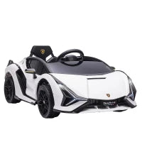 Macchina Elettrica per Bambini 3-5 Anni Lamborghini 12V con Telecomando e Velocità 3-5km/h, Bianco