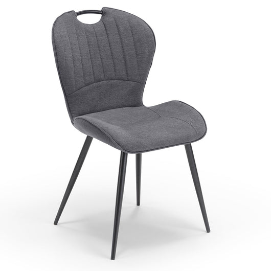 Sedia imbottita per sala da pranzo CLARA, design moderno, gambe coniche robuste in metallo, rivestimento in tessuto idrorepellente morbido al tatto colore Grafite