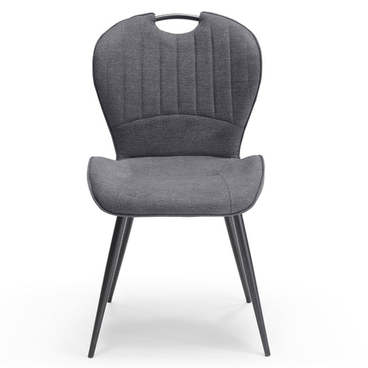 Sedia imbottita per sala da pranzo CLARA, design moderno, gambe coniche robuste in metallo, rivestimento in tessuto idrorepellente morbido al tatto colore Grafite