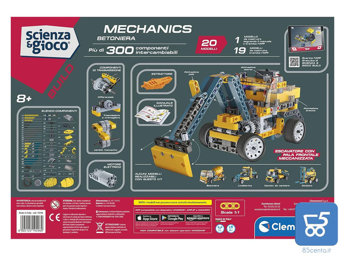 Clementoni Costruzioni Betoniera 20 Modelli 300 Pezzi intercambiabili Motore Elettrico