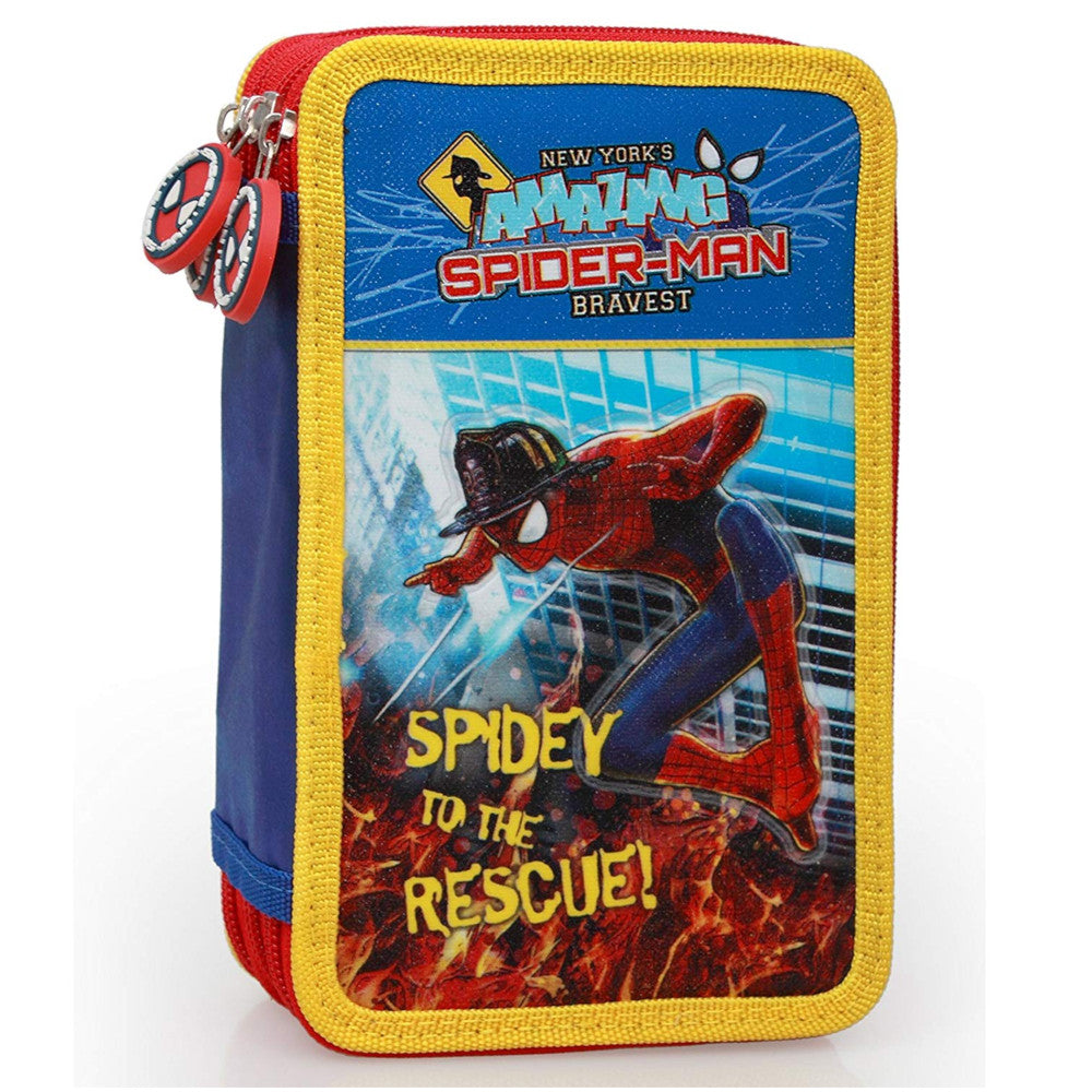 Astuccio a 3 zip con accessori per la scuola e il disegno