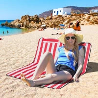 Set 2 Lettini Spiaggia Pieghevoli con Schienale Regolabile a 5 Livelli e Borsa, Rosso