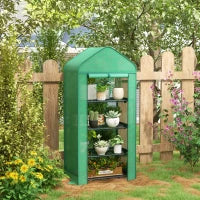 Serra per Piante a 4 Ripiani con Porta Avvolgibile, in Metallo e PE, 69x49x158 cm, Verde Scuro