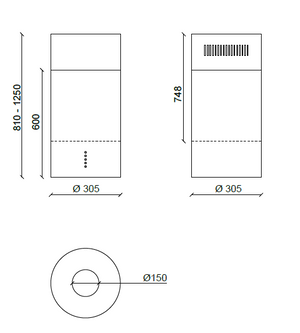 CAPPA RODIA ISOLA cm 30 - Nera - 800 m3/h