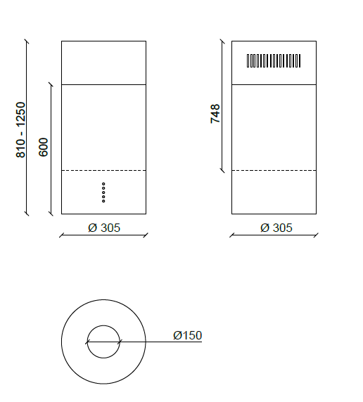 CAPPA RODIA ISOLA cm 30 - Inox - 800 m3/h