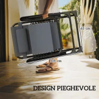 Set 2 Sedie Sdraio a Gravità Zero Pieghevoli con Schienale Regolabile e Tavolino, Grigio