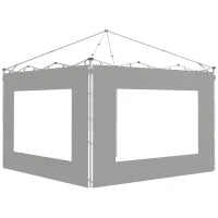 Set di 2 Laterali per Tenda, Gazebo 295 x 195 cm, Pareti di Ricambio in Tessuto per Pergola da 6 x 3 o 3 x 3 M, Grigio