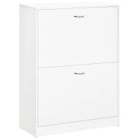 Scarpiera con 2 Ante Ribaltabili, 60L x 24P x 80H cm, Bianco