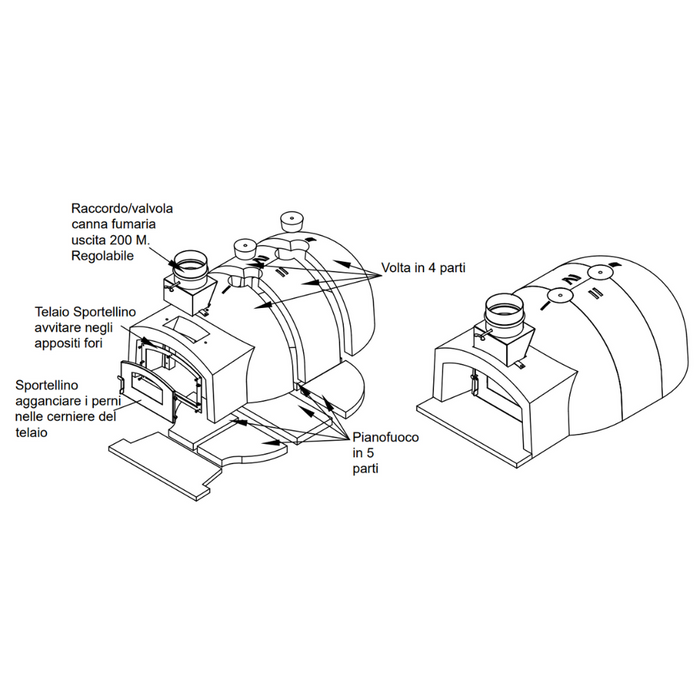 Forno legna tradizionale cottura diretta per 4/6 pizze gusto 80 super capienza