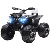 Quad Elettrico per Bambini 3-5 Anni a 12V con Fari e Pedale, Presa USB per Musica, Bianco