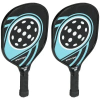 Set di 4 racchette da pickleball in legno di pioppo, con 4 palline e una borsa, Blu e nero