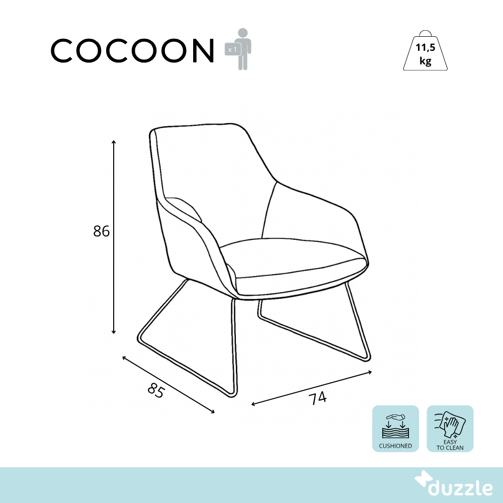 Cocoon, Set di 2 Poltroncine in polipropilene Acquamarina (L. P. H. 74 x 85 x 86) | Duzzle