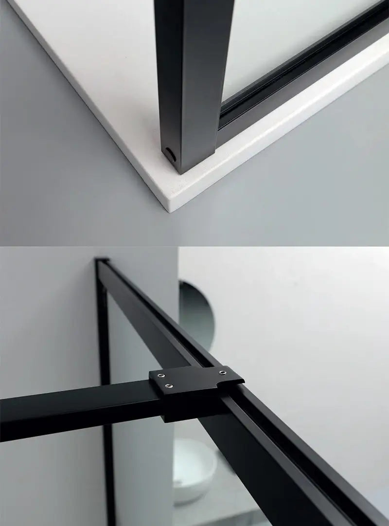 Doccia Walk In H200 Anticalcare 8mm Trasparente Telaio Finestrato Nero Opaco - 89.5 cm