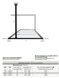 Doccia Walk In H200 Anticalcare 8mm Trasparente Telaio Finestrato Nero Opaco - 79.5 cm