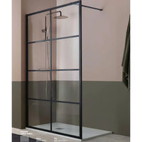 Parete Walk In H200 Anticalcare 8mm Trasparente Con Telaio A Finestra - 139.5 cm