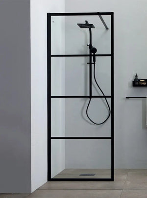 Doccia Walk In H200 Anticalcare 8mm Trasparente Telaio Finestrato Nero Opaco - 79.5 cm