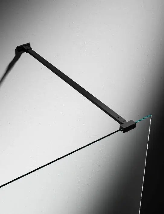 Parete Walk In Profili Neri H200 Anticalcare 6mm Trasparente - 65 cm