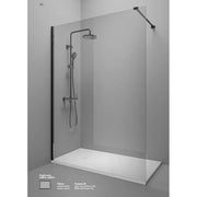 Parete Walk In Profili Neri H200 Anticalcare 6mm Trasparente - 65 cm