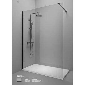 Parete Walk In Profili Neri H200 Anticalcare 6mm Trasparente - 110 cm