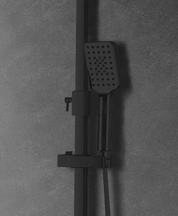 Colonna Doccia Nero Opaco, Doccetta, Doffione, Miscelatore Termostatico Moralba