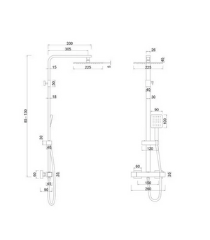 Colonna Doccia Nero Opaco, Doccetta, Doffione, Miscelatore Termostatico Moralba