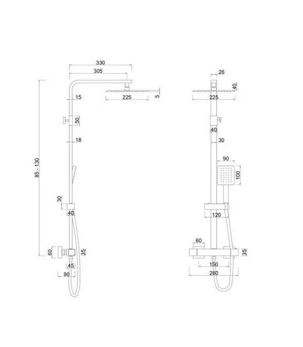 Colonna Doccia Nero Opaco, Doccetta, Doffione, Miscelatore Termostatico Moralba