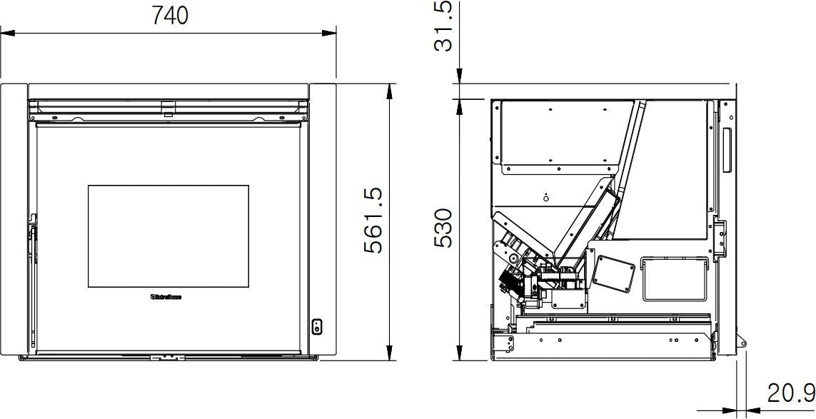 Inserto Termocamino a Pellet Ventilato La Nordica Modello COMFORT P70 AIR 10 kW con Radiocomando Palmare