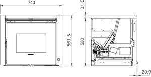 Inserto Termocamino a Pellet Ventilato La Nordica Modello COMFORT P70 AIR 10 kW con Radiocomando Palmare