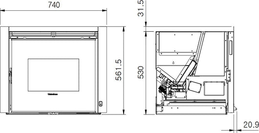 Inserto Termocamino a Pellet Ventilato La Nordica Modello COMFORT P70 AIR 10 kW con Radiocomando Palmare