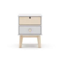 Comodino Estefania in legno con 2 cassetti colore bianco e pino