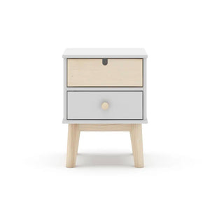 Comodino Estefania in legno con 2 cassetti colore bianco e pino