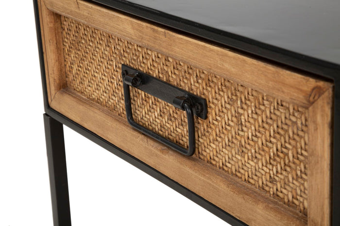 Comodino HANOI 45x40x51,5 cm metallo nero e legno