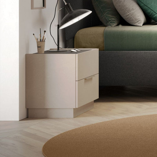 Comodino Musto 2 cassetti colore cashmere e antracite